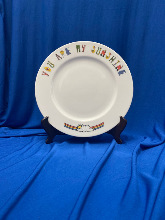 You Are My Sunshine Plate  with Rainbow